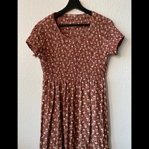 brown floral skater dress